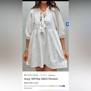 BB Issy White Mini Dress US 2